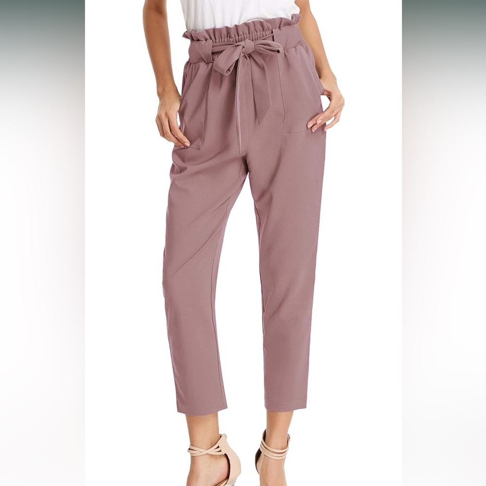 Mauve paper bag pants